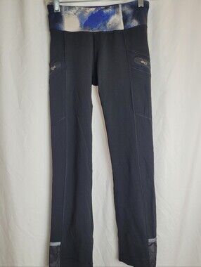 Lululemon Black Cropped Running Leggings with Zipper Pocket Reflective - Size 4